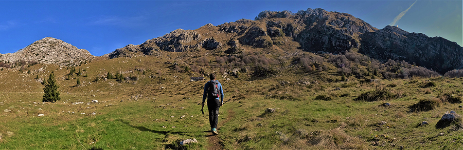 Salendo dalla Baita Sura (1568 m) per lil Rif. Monte Alben (1630 m) con bella vista in Cima Alben che andiamo a salire